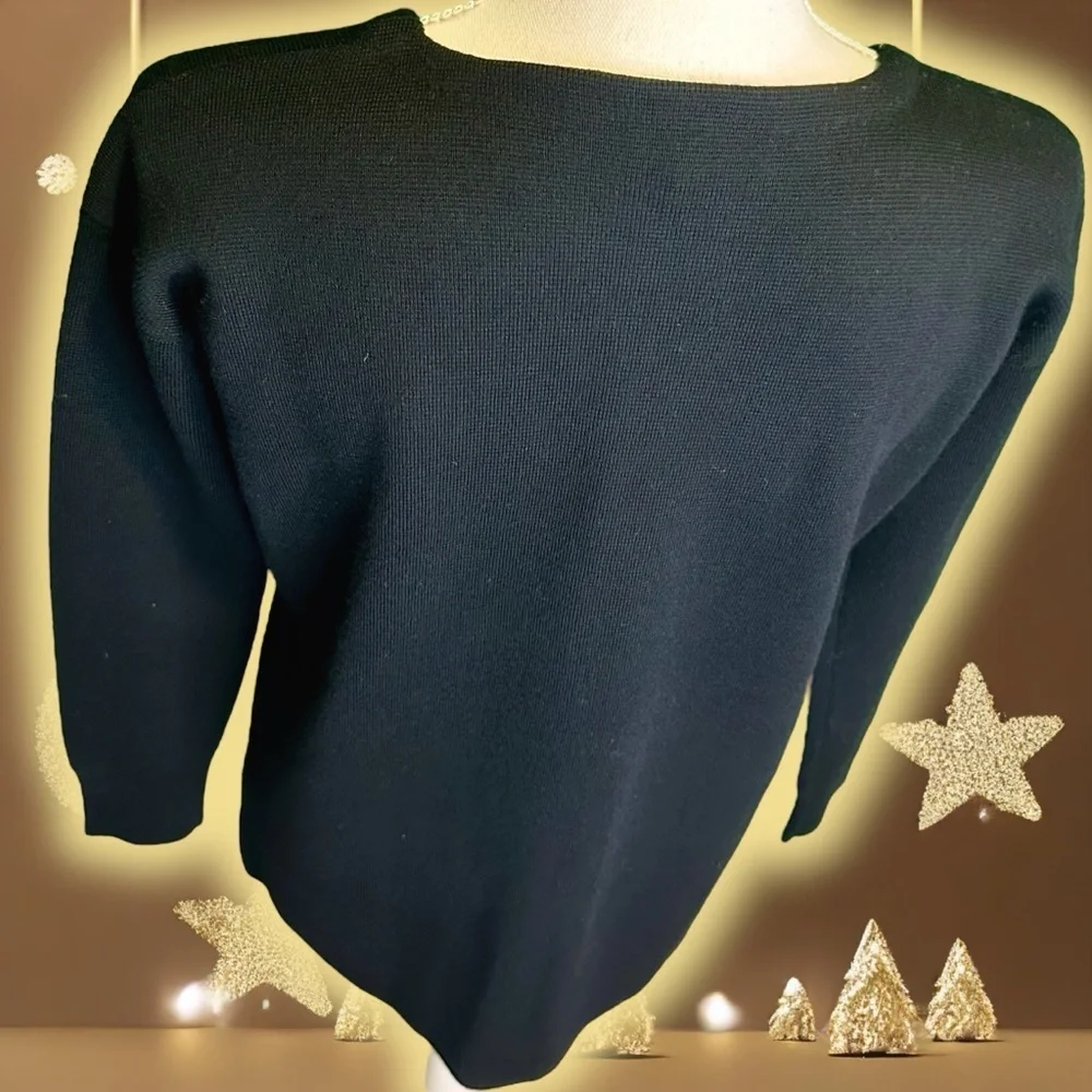 NWOT J. Crew Black ‘100% Merino Wool & Genuine Leather Pocket Sweater’ Size XS